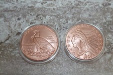 USA 2 Unzen INDIAN Head 1929 / 999 Kupfer Indianer Adler MEDAILLE Barren