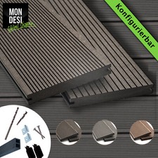 WPC Massiv Terrassendielen Komplettbausatz 3m-5m, 3 Farben, 6-90m² Holz Diele