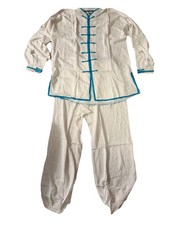 Fujimae Tai Chi Kung Fu Anzug Uniform weiß türkis Gr. L NEU