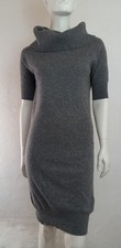 BENETTON Strick- Kleid grau Kurzarm extrafein Merinowolle Rollkragen De 38/40