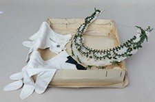 Alter Myrten Kranz Diadem Haar Kopf Schmuck Reif Braut Hochzeit Handschuhe GEA