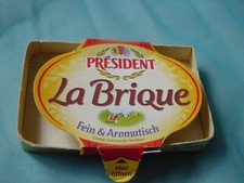 alte Verpackung Schachtel Käse "PRESIDENT LA BRIQUE" 2008 (Holz/Pappe) - Sammler