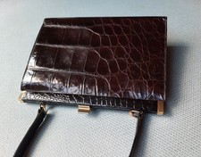 Vintage. Dunkelbraune Kroko Handtasche.