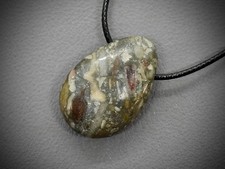 FOSSIL-KORALLE EDELSTEIN-ANHÄNGER mit BAND ✦Originalfoto✦ TROMMELSTEIN ☯︎A4