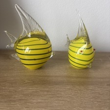 2 Gelbe Engel Fische Handarbeit Wie Murano Glas