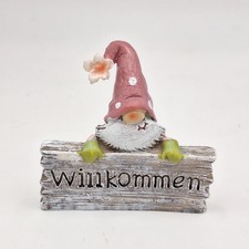 Zwerg Dekofigur grau/rosa