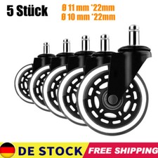 Bürostuhlrollen 10mm & 11mm Hartbodenrolle Stuhlrollen Kochkesselrollen Gummi DE
