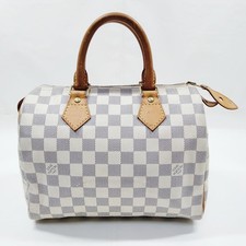 NO TARIFF Louis Vuitton LV Handtasche N41534 Speedy 25 Weiß Damier Azur 3288594