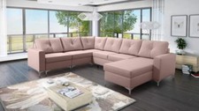 Wohnlandschaft Ecksofa skandinavisch Couch Rio Garnitur U-Form Stoff Sofa 26