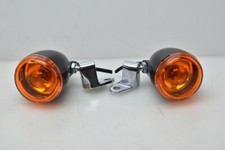 Original Blinker Paar vorne Schwarz Matt mit Chrom Halter HARLEY DAVIDSON 