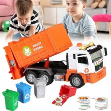 Müllwagen mit 4 bunten Mülltonnen Recycling Auto-Modell Spielfahrzeug für Kinder
