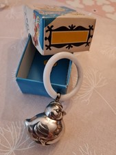 Baby Rassel Silber Ente mit