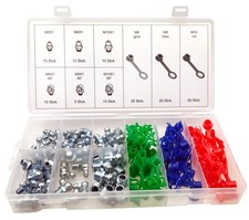 Schmiernippel Fettnippel Schutzkappen Abdeckkappen Set M6 M8 M10 0° 90° 130-tlg.