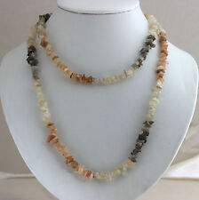 MULTI MONDSTEIN KETTE ca.90 cm lang Splitterkette Halskette Steinschmuck Collier