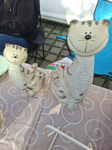 2er set keramik katzenfiguren - set,
