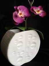 Thomas Design Hans Theo Baumann Bisquit Porzellan weiß OP ART Vase 15 cm