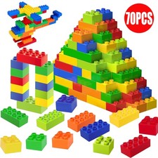 YOUKUKE Große Bausteine-Set, 70 Teile Steine in 5 Farben, 2 Formen, ab 3-5 Jahre