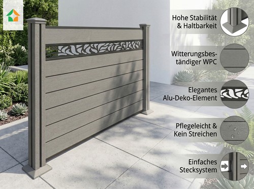 Wpc sichtschutzzaun valla alu - wpc-sichtschutzzaun,