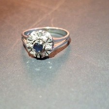 Weißgold Ring 585er Gr. 18mm - mit Saphir + Diamanten - 3,5g  - guter Zustand