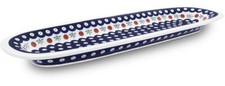 Bunzlauer Keramik Servierplatte / Aufschnittplatte oval 44,4x15,1x3,0cm Dekor 41