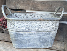 ❤ Hübscher Pflanztopf aus Zink  Deko  Vintage Usedlook  antiklook  Weihnachten ❤