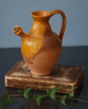 Antiker französischer traditioneller Ölkrug aus glasierter Keramik