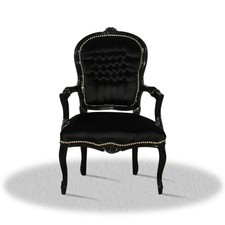 Barock Stuhl Stoff Schwarz gold design Luxus elegant Büro edel antik repro