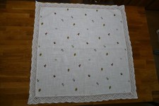 Mitteldecke  Leinen/Baumwolle  mit bunten Streublümchen bedruckt  86 cm x 86  cm