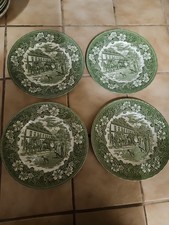 Royal Tudor Ware Coaching Taverns grün 4x Speiseteller Flach Porzellan Ø 25 cm
