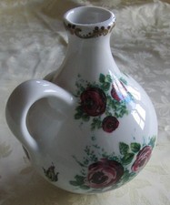 Blumenvase mit Henkel, bauchig, ganz schmaler Hals, romantisch mit  Rosen