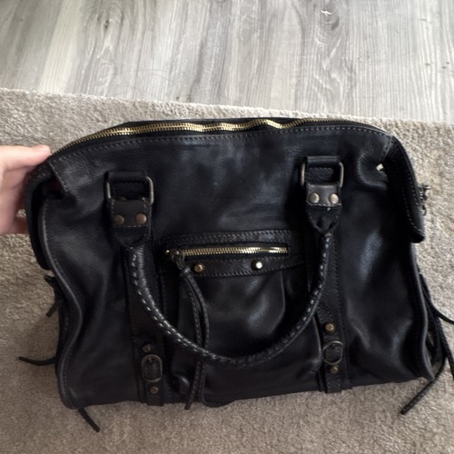 Damen lederhandtasche schwarz - ,