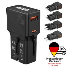 Reiseadapter Weltweit 25W - All-in-One Universal Reisestecker – mit USB-C 25W