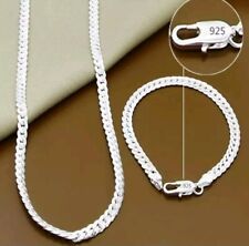 Damen Herren Schmuck Set Kette Armband Silber 925. Pl. 50cm 20cm Panzerkette 