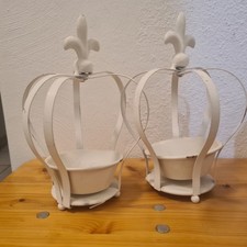 Garten-Krone Deko-Krone Pflanz-Krone Metall, Shabby Antik, 2 Stück