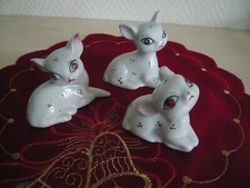Keramik Porzellan Dekoration  Dekotiere weiß Geschenk  Kleine Rehe Weihnachten