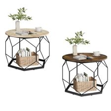 Couchtisch mit Stauraum Beistelltisch runder Sofatisch Kaffeetisch Metall MDF