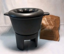 Vintage Cast Iron Fondue Topf mit Ständer Gusseisen 
