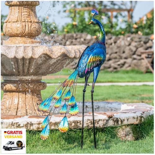 Gartenstatue pfau 61cm metall - pfau,