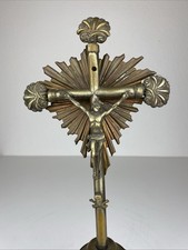 Belch Kruzifix Standkreuz Altarkreuz Herz Jesus Christus Klosterarbeit Antik 19J