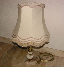 Dekorative Stil-Leuchte Tischlampe mit Marmor-/Messingfuß, 70er 80er Jahre, TOP