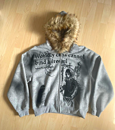 Graues gothic y2k zip - gothic,