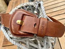 GoldPfeil Luxus Damen Voll Leder Gürtel 80 cm Handmade in Germany Braun Gold