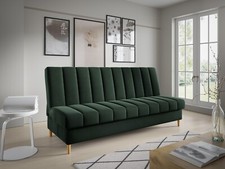 Schlafsofa MIKO ausziehbare Polstercouch Schlaffunktion Bettkasten Holzbeine