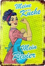 Blechschild Küche Retro 20x30cm, Metallschild Bar Esszimmer Garten Sprüche