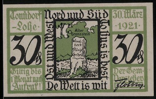 Notgeld tonndorf loße 1921 - tonndorf-loße,