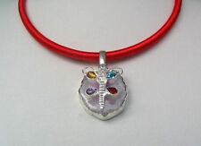 Quarzdruse mit 5 Edelsteinen  Bildschöner Anhänger  Wahlweise mit Halsreif