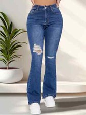 Damen Jeans Bootcut Boyfriend Stretch High Waist Hose Push Up Hüftjeans Denim