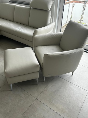 Couch garnitur leder beige - couch,
