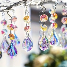 10 klare Glas Kristall Kronleuchter Dekoration Tröpfchen Anhänger Prismen satz