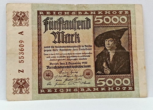 5000 mark 1922 reichsbanknote - mark,